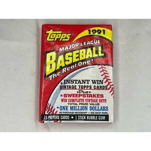 1991 Topps Baseball Wax Pack Sealed Unopened - 15 Cards
